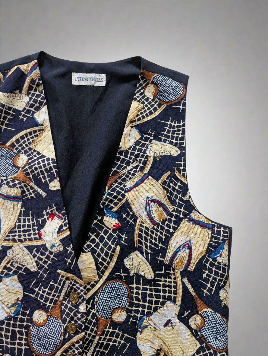 Vintage tennis themed suit vest
