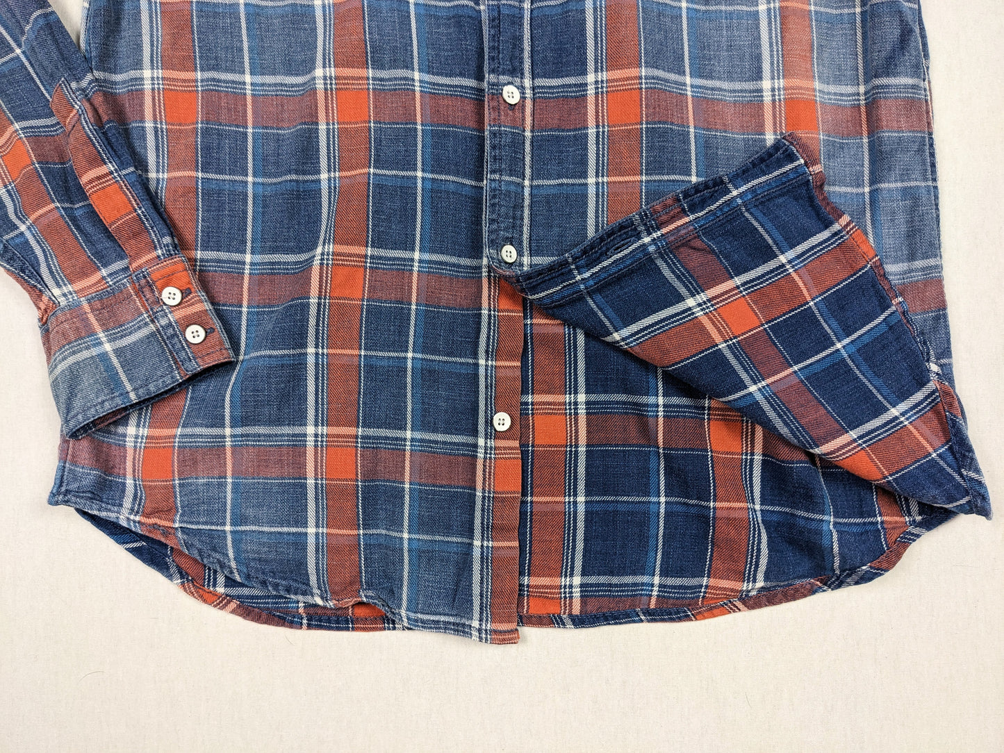 Plaid denim button up shirt