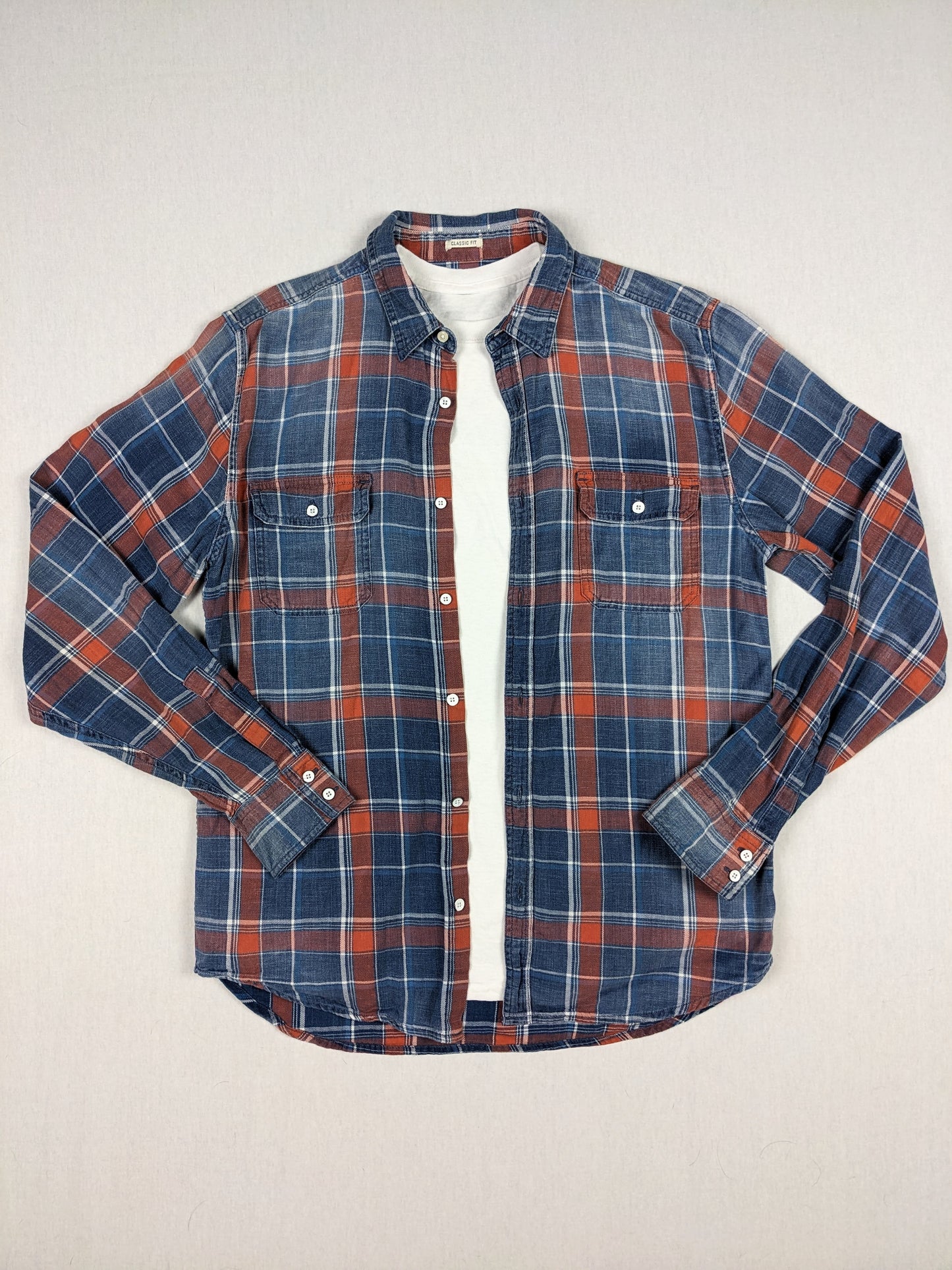 Plaid denim button up shirt