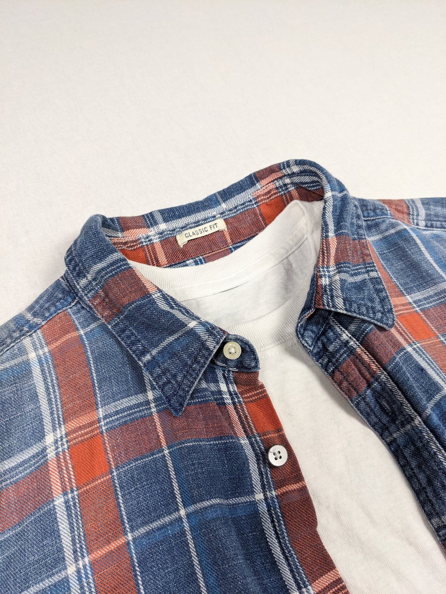 Plaid denim button up shirt