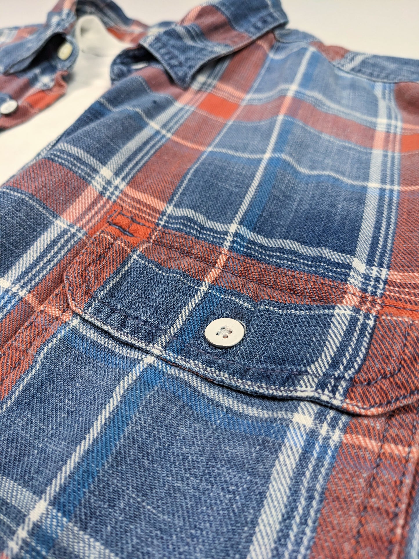 Plaid denim button up shirt