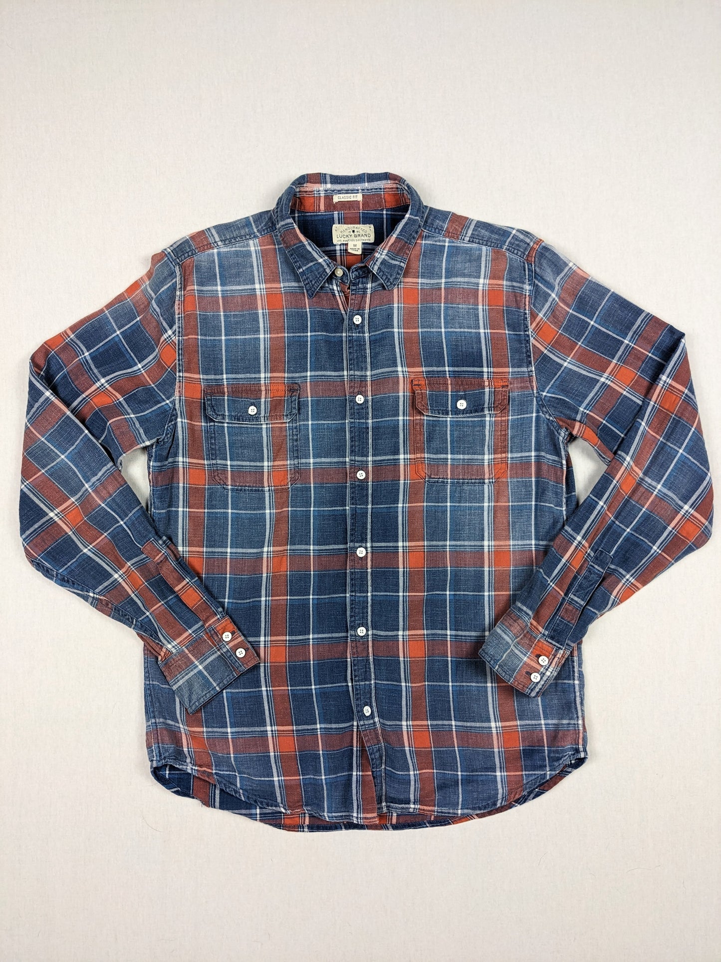 Plaid denim button up shirt