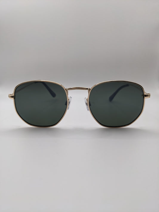Angled round sunglasses